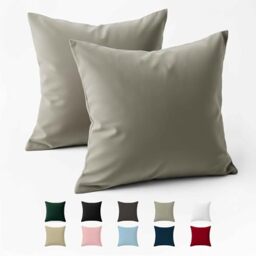 Dreamzie Set of 2 x 65 cm Reinforced Cotton Pillow Case - Light Grey - Tight Weave of 57 Threads/cm² - Pillowcase 65 x 65 cm - Oeko Tex Certified