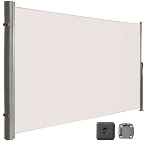 LARMNEE Side Awning, Extendable, Privacy Screen, Free-Standing, Sun Protection, Opaque, Side Blind, for Balcony, Terrace, Garden, 160 X 350 cm