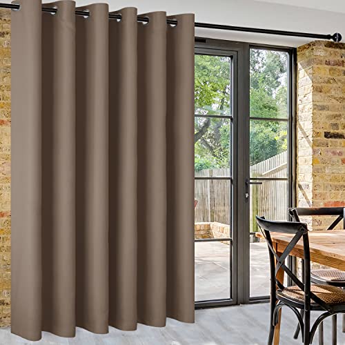 DWCN Total Privacy Room Divider Blackout Curtain - Thermal Curtains for Patio Door, Living Room, Bedroom Partition and Shared Office Space, 1 Grommet Curtain Panel, 8.3ft Wide x 7ft Tall, Khaki