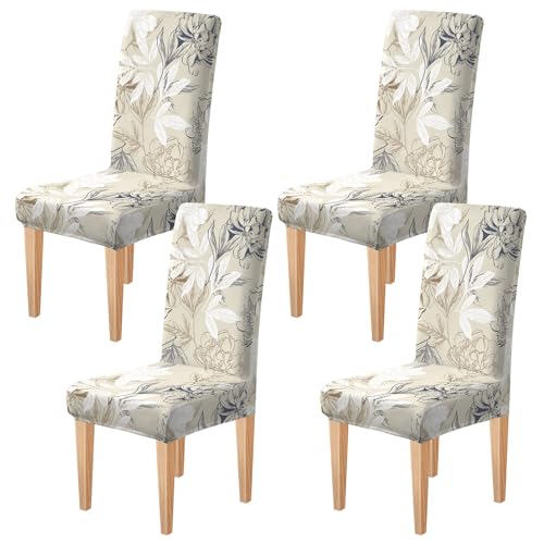 Dioxide Dining Chair Slipcovers, Removable Washable Dining Chair Covers Set of 4, High Back Chair Covers ??? Universal Fit Chair Slipcovers for Kitchen, Hotel, Office or Wedding Ceremony