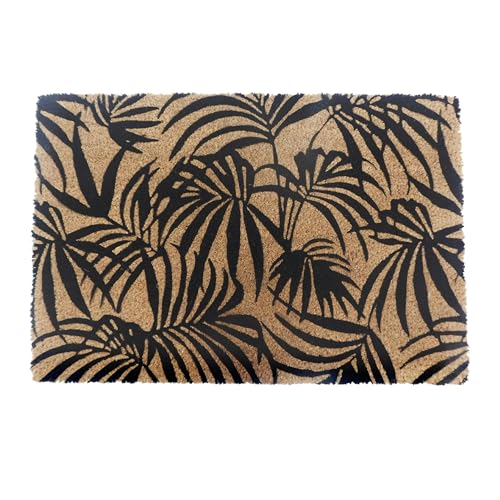Relaxdays Coconut Doormat, Palm Leaves, 60x40 cm, Non-Slip, Weatherproof, Indoor & Outdoor, Natural