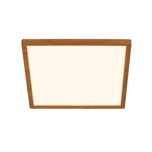 BRILONER - LED Ceiling lamp with indirect Light, Flat, Warm White, Ceiling Light, Living Room lamp, LED Panel, Kitchen, Bedroom, 29x29x3 cm, Wood-Effect Surround