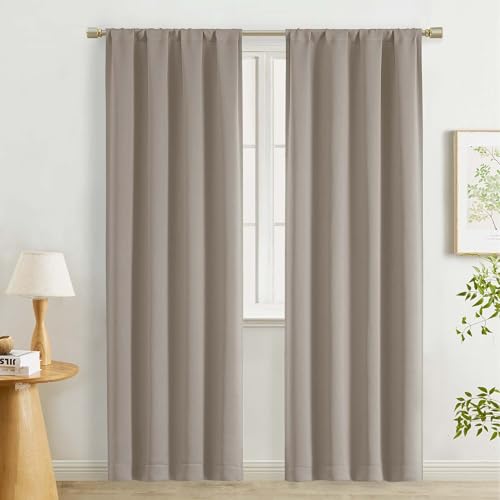 "Lecloud Stone Curtains for Bedroom 78 Inches Long 2 Pcs, Room Darkening Modern Farmhouse Decor Living Room Curtains, Rod Pocket Thermal Insulated Window Curtain Drapes, Each Panel 40"" W x 78"" L"