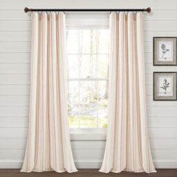 "Lush Decor Farmhouse Stripe Yarn Dyed Eco-Friendly Recycled Cotton Blend Window Curtain Panel Pair, 84"" L x 42"" W, Pink"