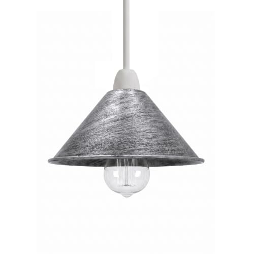 18cm Modern Brushed Silver Metal Light Shade, Easy Fit