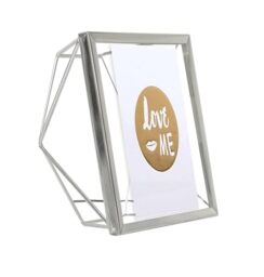INOV8 Framing Tarnish Resistant Silver Designer Geometric Back Floating Picture Frame - Thin Edge Design for 6x6 inch (15x15cm) Photo