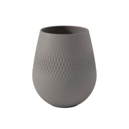 Villeroy & Boch - Manufacture Collier Taupe, Small Vase Carré, 15 cm, Premium Porcelain, Taupe