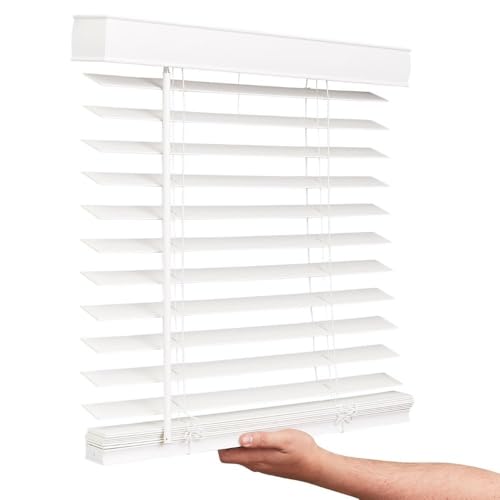 "Lotus & Windoware Cordless, 2 Inch Faux Wood Blind, 23"""" Wide x 36"""" Long, Smooth, Snow White, FTX2336SNWH"