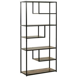 HOMCOM 6 Tier Bookcase Tall, 82 x 33.5 x 175 cm, Rustic Brown and Black