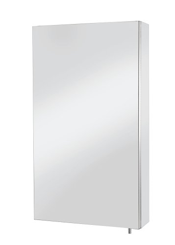 Croydex Anton Stainless Steel Bathroom Mirror Cabinet – Bathroom Wall Cabinet with Adjustable Glass Shelf, Fully Assembled (55x30cm)