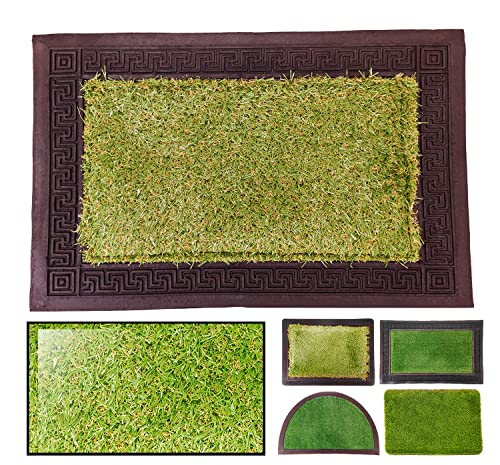 LucaHome – Home Entrance Doormat 37 x 52 cm Rubber and Artificial Grass 20 mm Non-Slip Base, Doormat, Easy Cleaning, Absorbent Doormat for Outdoor and Indoor