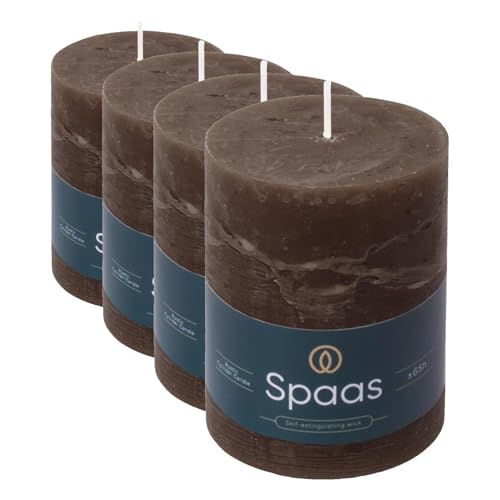 Spaas Rustic Pillar Candle 80/110 mm 65h, Dark Brown (Pack of 4)