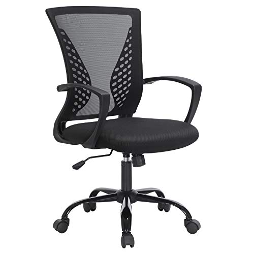 SONGMICS Office Chair, Ergonomic Mesh Computer Desk Chair with Height Adjustment, Tilt Function, Swivel, Breathable, 120 kg Capacity, Ink Black OBN022BH05