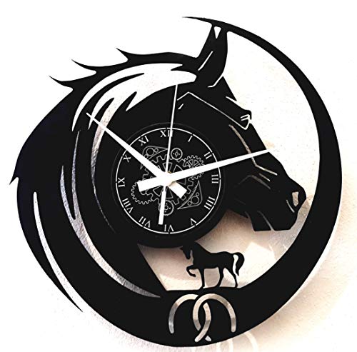 Instant Karma Clocks - Horse Wall Clock with Galloping Silhouette – Silent No-Ticking – Perfect for Bedroom, Office, Studio, Kitchen, Living Room – Modern Design Unique Decoration