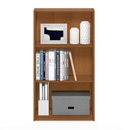 Furinno BASIC Book Shelf, 3-Tier Bookshelf with Open Shelves, Standing Bookcase, 23.62 x 55.4 x 100.33 cm, for Organization and Storage, for Living Room, Bedroom, Home Office, Light Cherry