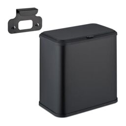 Relaxdays Hanging Kitchen Waste Bin, Vol. 5 L, Rubbish Container with Lid, Plastic, Dustbin, 25 x 25.5 x 15.5 cm, Black