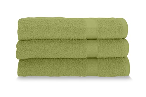 Gabel Face Towels, Pure Cotton Hydrophilic Sponge, 60 x 100 cm, Moss, Set of 3