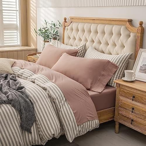 "PURE ERA Jersey Knit Sheet Set Solid Petal Pink California King - 100% Cotton, 4 Piece Set, T Shirt Soft, Deep Pocket, Fits Mattresses Up to 20"" Deep, All Around Elastic, Modern and Casual"