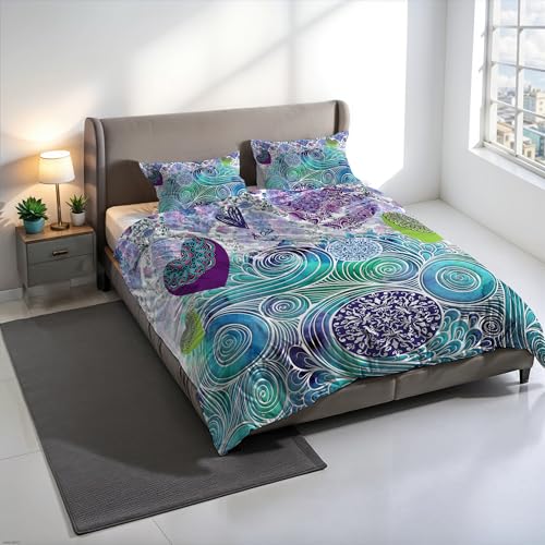 KIO661 KIO661 Digital Print Duvet Cover Set, 100% Cotton, Made in Italy, Double Bed Duvet Cover Set 250 x 200 cm+2 Pillowcases 50 x 80 cm