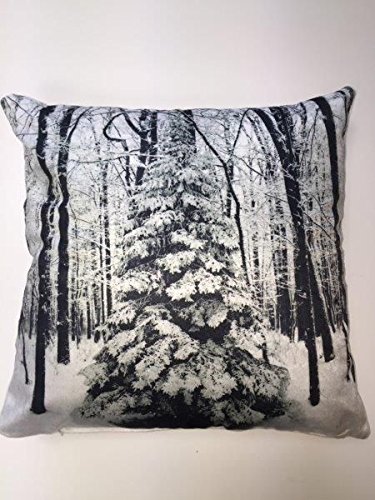 Rapport Home Photographic Christmas Tree Cushion Cover Scatter Square Winter Snow W