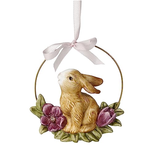 Goebel Annual Rabbit 2024 Ornament with Magnolia Flower, Bisque Porcelain, 9.5 x 5 x 10 cm, 66-845-67-1