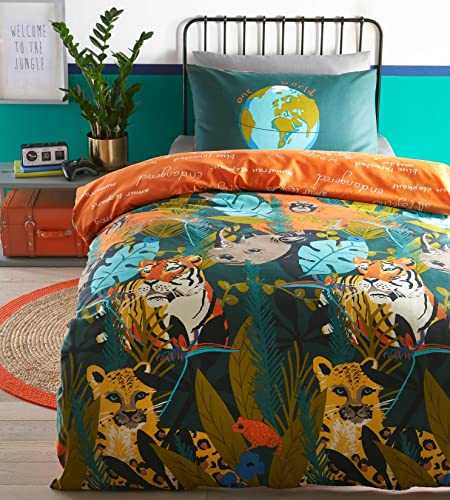 Portfolio Endangerd Animals Reversible Duvet Cover Bed Set, Multicolour, King