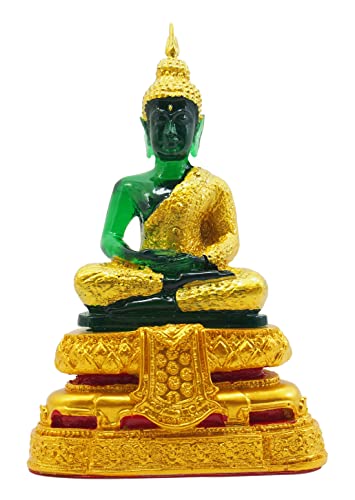 "BUDDHO Emerald Buddha Statue Meditation 7"" H. Jade Buddha Thai Buddha Statue for Home Decor Buddha Figurines (Rainy)"