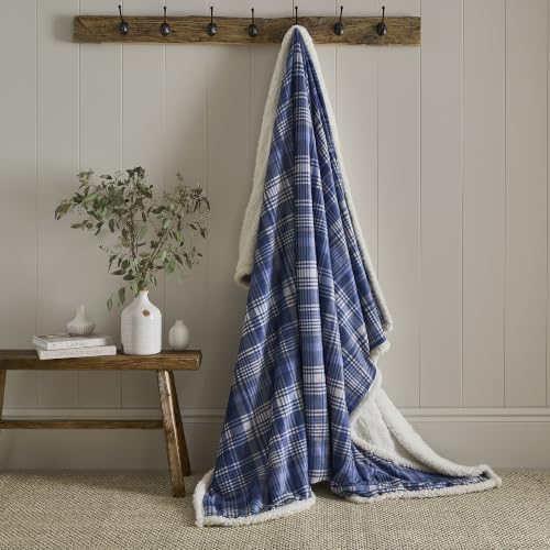 Dreams & Drapes Bennet Check Navy Throw – Classic Blanket – Polyester – 150x200cms