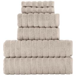BERIBO Cloud 6 Piece Turkish Towel Set, 2x Bath, 2 Hand, 2 Face Towels, 620gsm, 100% Cotton (Beige)
