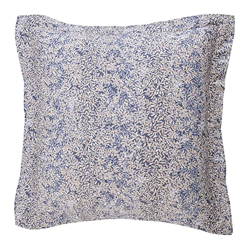 "DAUAOTO Cotton Euro Shams Square Pillow Cushion Cover 2 Pieces Set 26""x26"" Pillowcases Blue Beige Leaf Pattern"