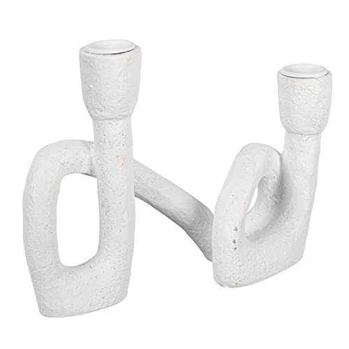 Bloomingville Modern Sculptural Double, White Taper Candle Holder