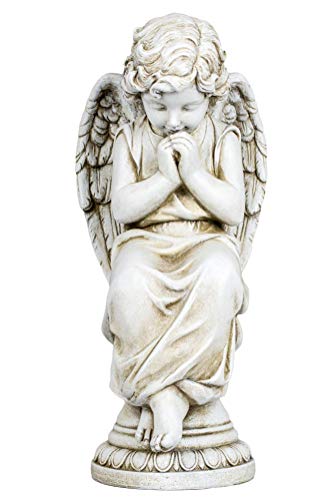 "Joseph's Studio by Roman - Seated Angel Statue, 17"" H, Garden Collection, Resin and Stone, Decorative, Religious Gift, Home Indoor and Outdoor Dcor, Durable, Long Lasting"