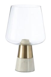 Premier Housewares Glass Shade Edison Table Lamp Nordic Inspired Gold And Clear Glass Table Lamp With Marble Base Desk Lamp Marble Lamp 21cm x 33cm x21cm