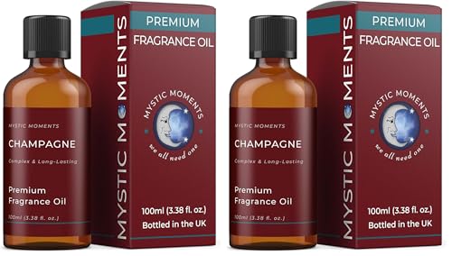 Mystic Moments - Champagne Fragrance Oil 100ml - Sparkling Sweet Aroma for Candles, Soap & Diffusers - Luxurious Celebration Scent (Pack of 2)