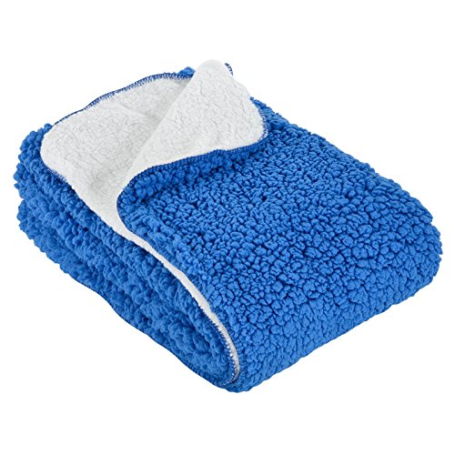 Micro-Pro Large Luxury Soft Sherpa Fleece Blanket Chunky Double Layer Warm Sofa Bed Throw 150x200cm - Blue