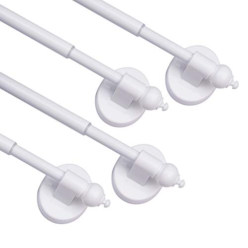 Magnetic Curtain Rods,Multi-Use Adjustable Appliance for Metal Doors,Windows,No Tools Needed???16-28 Inch???White???4 Pack