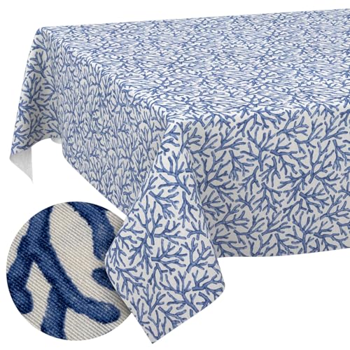 ANRO Washable Tablecloth Coral Blue 220 x 140 cm Garden Tablecloth - Table linen made of coated fabric - dirt and water resistant, easy to clean - washable at 30 ??C