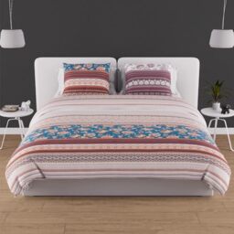 Soleil d'ocre Jaipur Comforter Cover + 2 Pillow Cases Cotton Blue 220 x 240 cm