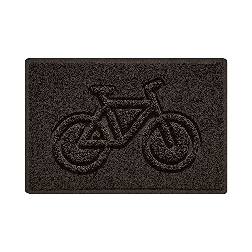 Nicoman Bike Embossed Shape Door Mat Dirt-Trapper Jet-Washable Doormat-(Use Outdoor ONLY)- (60x40cm/23.6x15.7inches, Small) Brown