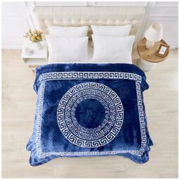 GC GAVENO CAVAILIA Fleece Throw Blanket - Soft Fluffy Polyester Blanket For Bed, Sofa, and Couch Double (150x200 Cm) - Easycare, Anti Allergic Throw - Stylish Greek Blankets for Adults - Navy