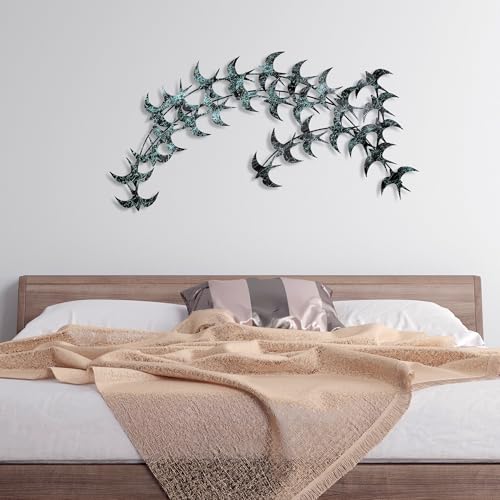 Handmade Decorative Metal Wall Accessory, 75 x 136 cm, 100% Metal (1.5 mm), Unique Blue & Black Design, Perfect for Home Decor, Wall Mountable