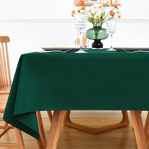 NEWISHER Green Rectangle Tablecloth 60 x 102 inch for 6 Foot Tables - Heavy Duty Polyester Fabric Table Cloth, Reusable Solid Rectangle Table Cover for Dining Kitchen Party Wedding Indoor Outdoor