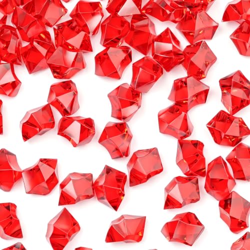 DomeStar Acrylic Ice Cubes, Crystals, Gems Vase Fillers, 150 Pcs, Red, Best Ideal Christmas Gift