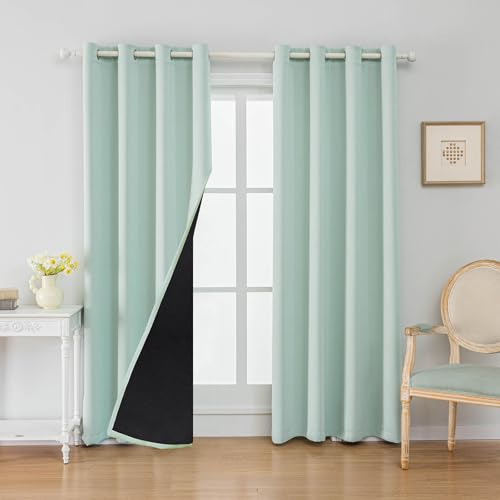 Anytime 100% Blackout Curtain Set, Thermal Insulated & Energy Efficiency Window Draperies for Guest Room, Full Shading Panels for Shift Worker and Light Sleepers???Light Blue, 2 Panels, 52W x 108L???