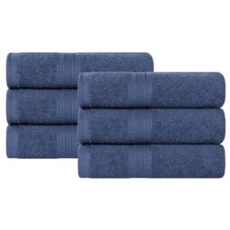 Superior Eco-Friendly Hand Towel Set, Cotton, Navy Blue, 40.6 x 76.2 cm, 6-Piece