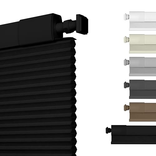 "HOTSOON Blackout Cellular Shades Cordless No Tools No Drill Windows Blinds Easy to Install Thermal Insulated Noise Reduction Honeycomb Shades for Home,Blackout-Black,25"" W x 78"" H"