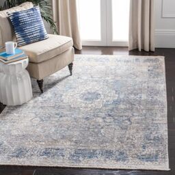 SAFAVIEH Traditional Rug for Living Room, Dining Room, Bedroom - Dream Collection, Short Pile, in Grey and Blue, 91 X 152 cm