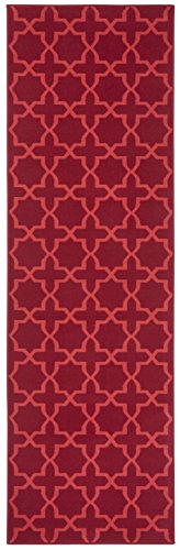 Hanse Home Glam Rug Runner 80 x 400 cm - Soft Short Pile Rug Geometric Design Runner for Hallway, Bedroom, Children's Room, Bathroom, Living Room, Kitchen, Decorative Runner - Red