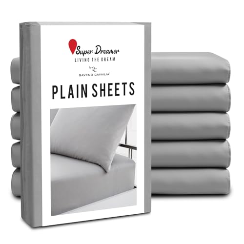 GC GAVENO CAVAILIA Fitted Sheet King Size 6 Pack - Plain Dyed Microfiber Bedding Sheets - Fade, Wrinkle & Shrink Resistant Bottom Sheets - 25cm Deep Breathable Bed Sheet with Elasticated Corners Grey