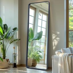 Melodieux Large Full Length Body Mirror for Wall 161x52 cm Black Deep Frame Big Tall Long Mirror for Leaning Hanging for Hallway Bedroom Living Room